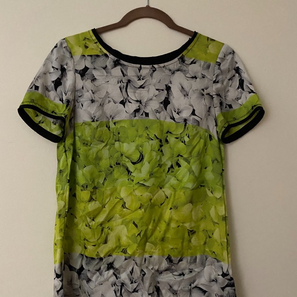 Michael Kors neon green and white floral top